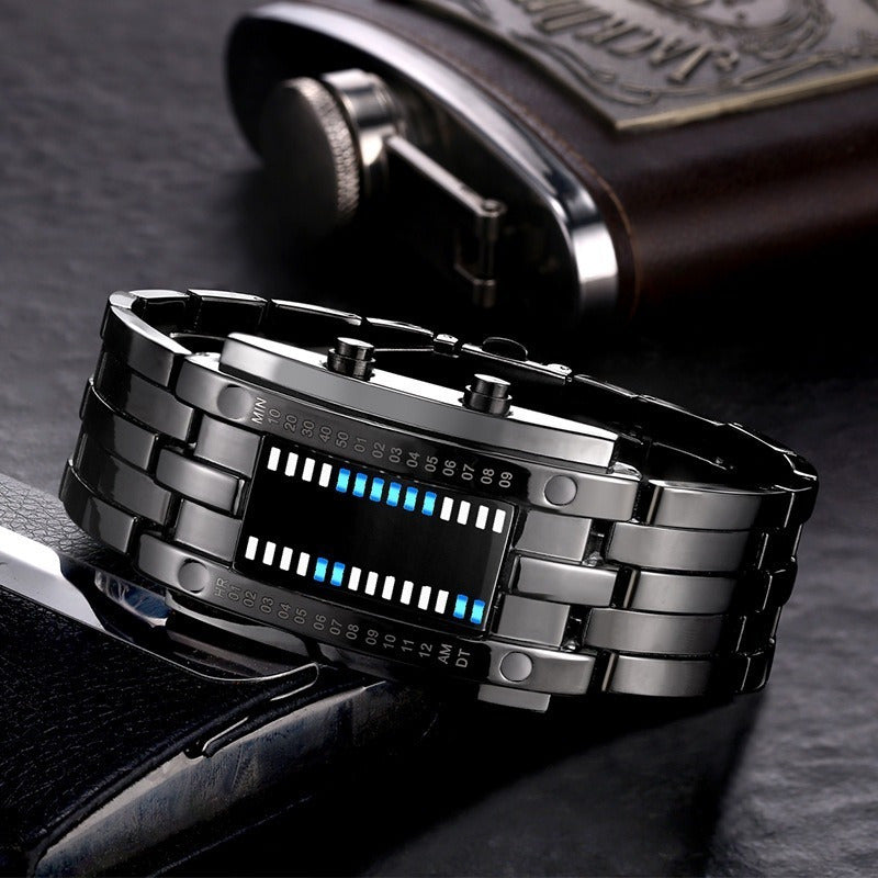 2 Relojes Pareja Duo Led Binario Acero Inoxidable Cotra Agua