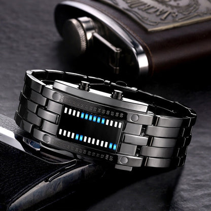 2 Relojes Pareja Duo Led Binario Acero Inoxidable Cotra Agua