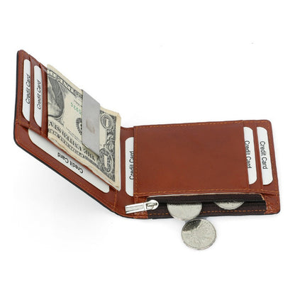 Cartera Billetera Antirobo Rfdi Monedas Cierre Piel Original