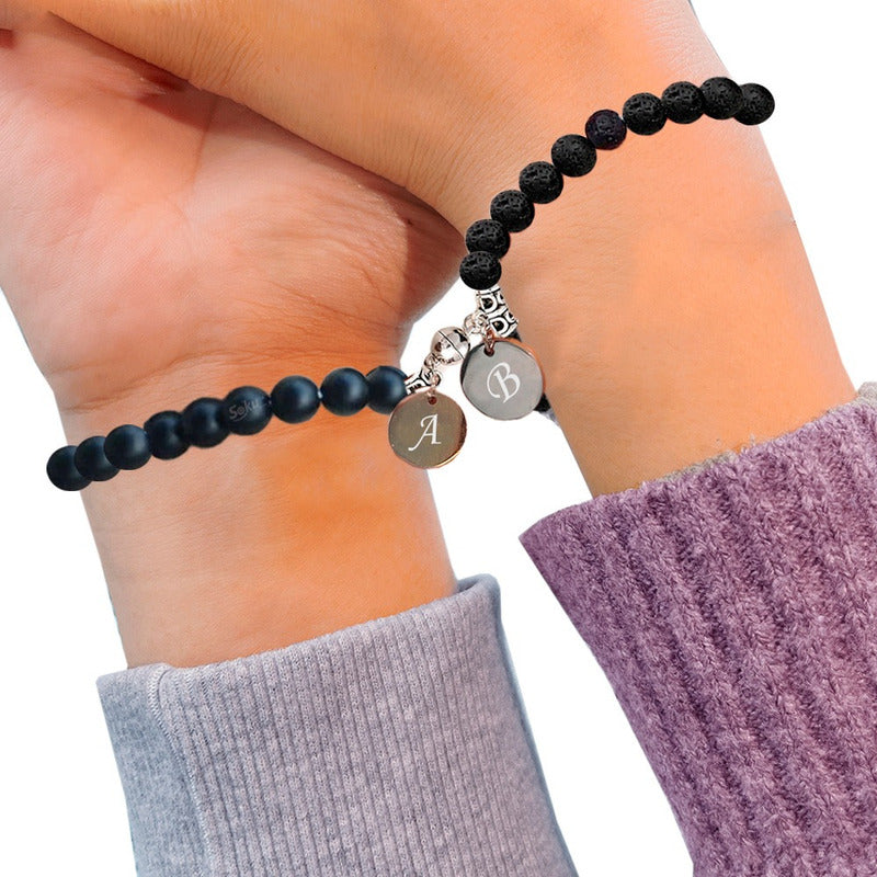 Pulseras Duo Pareja Piedra Iman Eterno Dije Personalizable