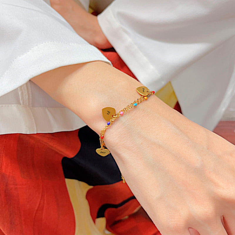 Soku Pulsera Corazón Personalizada Grabado  Acero Titanio