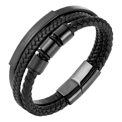 Soku Pulsera Cuero Genuino Personalizada Piedra Inoxidable