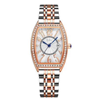 Reloj Acero Inoxidable Mujer Brillantes Numeros Grandes Cx