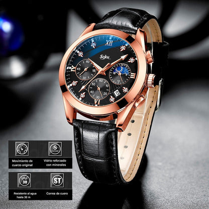 Reloj Cuero Cronometro Real Fechador Original Impermeable