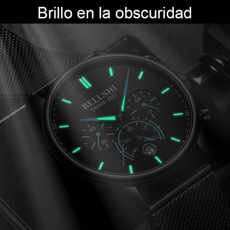 Reloj Hombre Acero Inoxidable Cronógrafo Real Fluorecente Bs