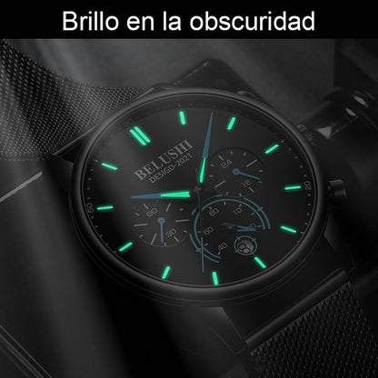 Reloj Hombre Acero Inoxidable Cronógrafo Real Fluorecente Bs