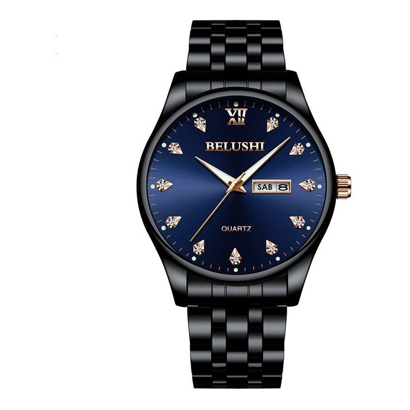 Reloj Acero Inoxidable Brillantes Fechador Contra Agua Bs
