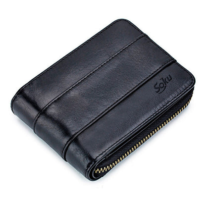 Soku Cartera Bloqueo Rfid Cierre Dura Piel Genuina Premium