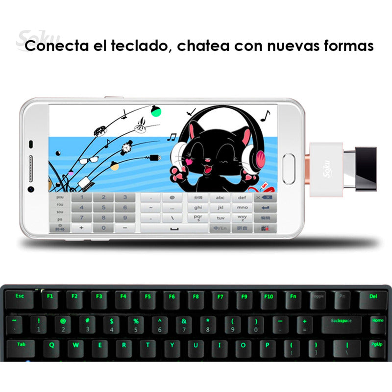 Soku Lector Otg Micro Usb V8 A Usb 2.0 Adaptador Cel