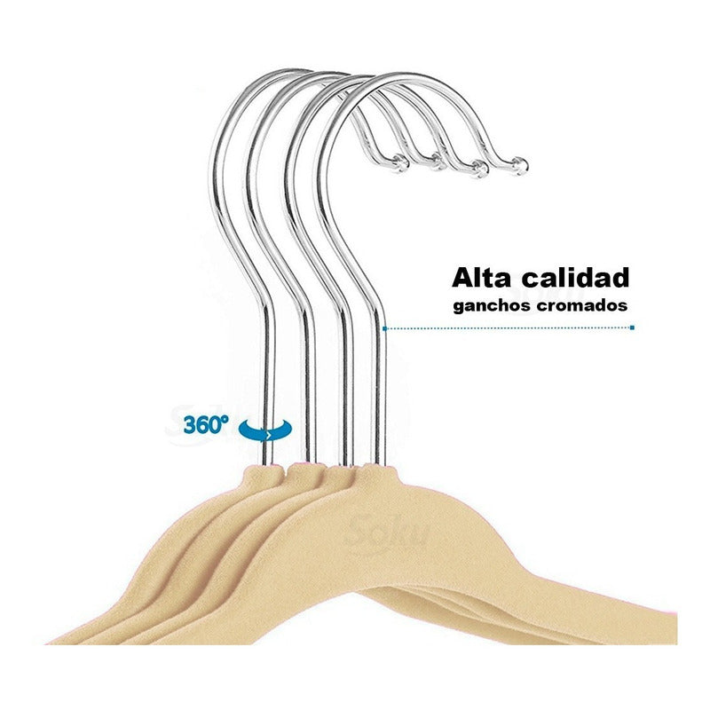 Set 20 Ganchos Acero Terciopelo Organizador Closet Durable