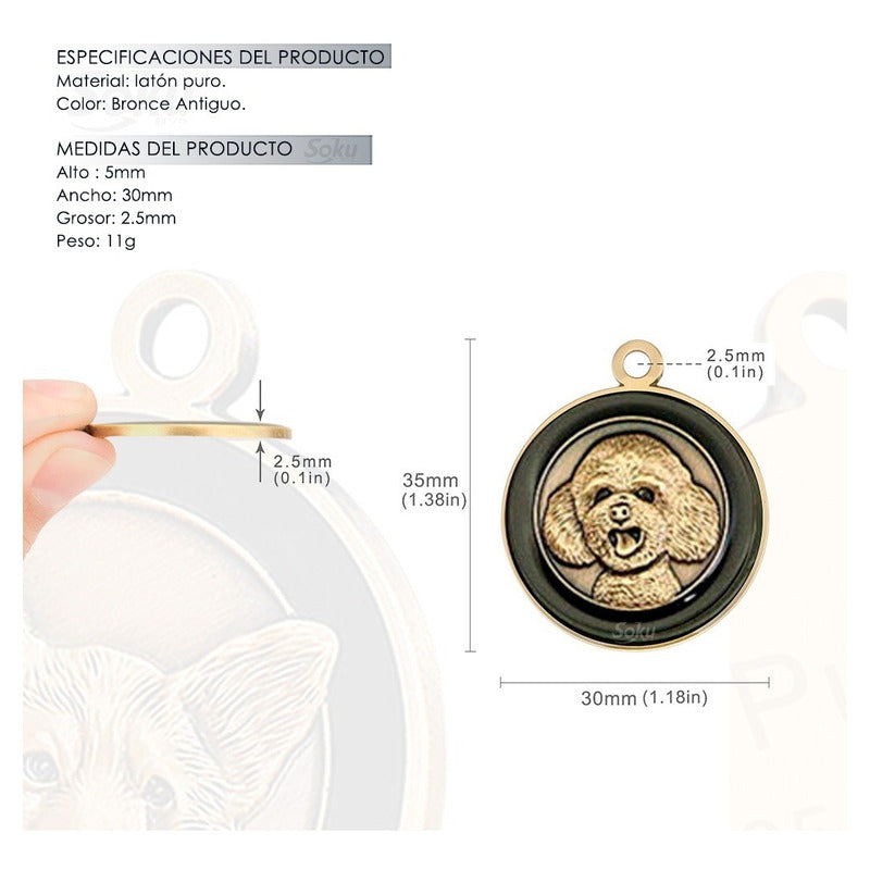 Placa Perro Gato Personalizada Identificación Razas Inoxida