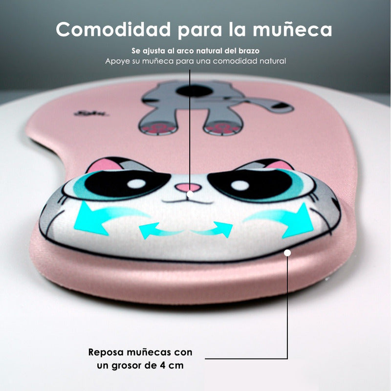 Tapete Para Raton De Gel Ergonomico Caricaturas Gatos Kawaii