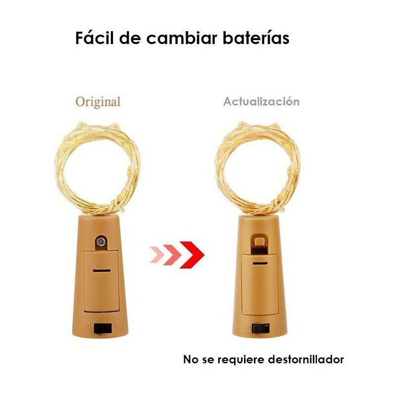 Lote Serie Luces 20 Led Botella Corcho Botella