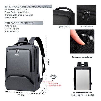 Soku Mochila Pro Ergonómica Moda Japonesa Premium Contra Agua Para iPad Mac Laptop 15in Calidad Premium