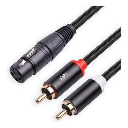 Soku Cable Xlr A 2 Rca A Mezcladora Amplificador Dj Hifi 3m