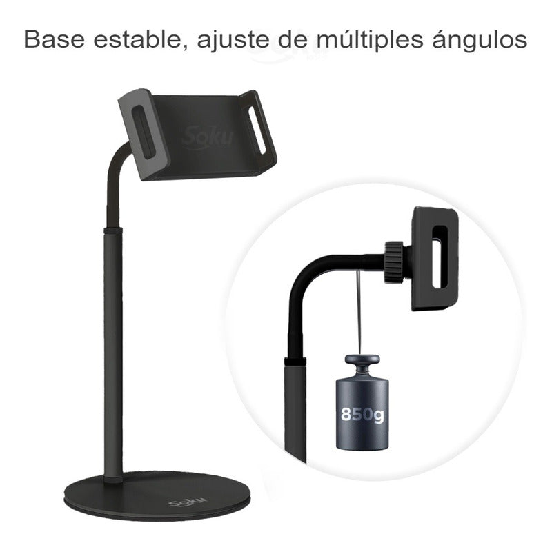 Soku Base Celular Mini Tableta Soporte Gira 360 4.7'' A 7''
