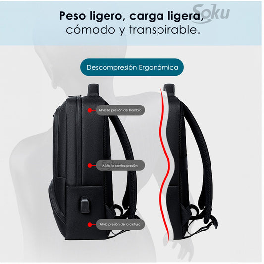 Soku Mochila Pro Ergonómica Moda Japonesa Premium Contra Agua Para iPad Mac Laptop 15in Calidad Premium