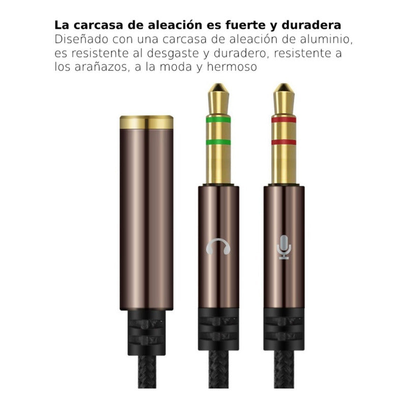 Cable Divisor De Audio 3.5 Mm Para Micrófono Y Audifonos