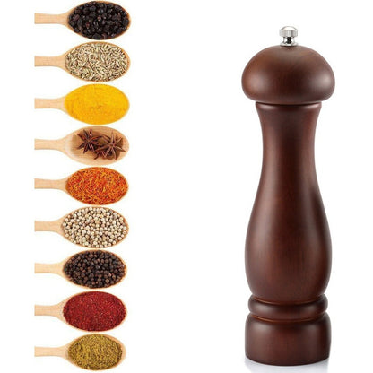 Molino Madera Pimienta Sal Ergonomico Extra Firme 8in