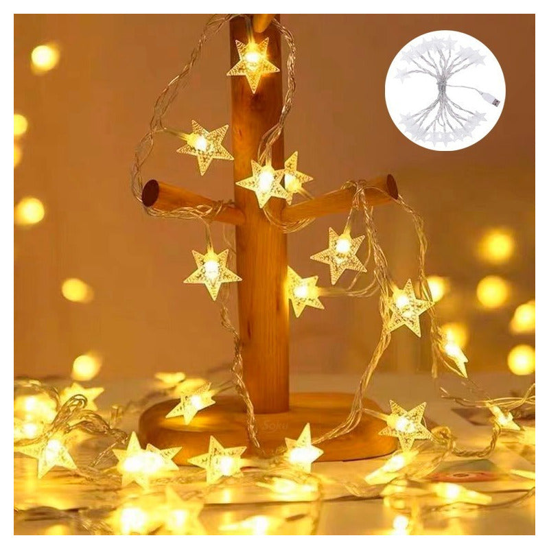 Usb Serie Luces Estrella Bodas Eventos Fiesta 20 Leds 3m