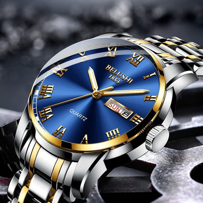 Reloj Hombre Acero Inoxidable Fluorecente Fechador Lujo Bs