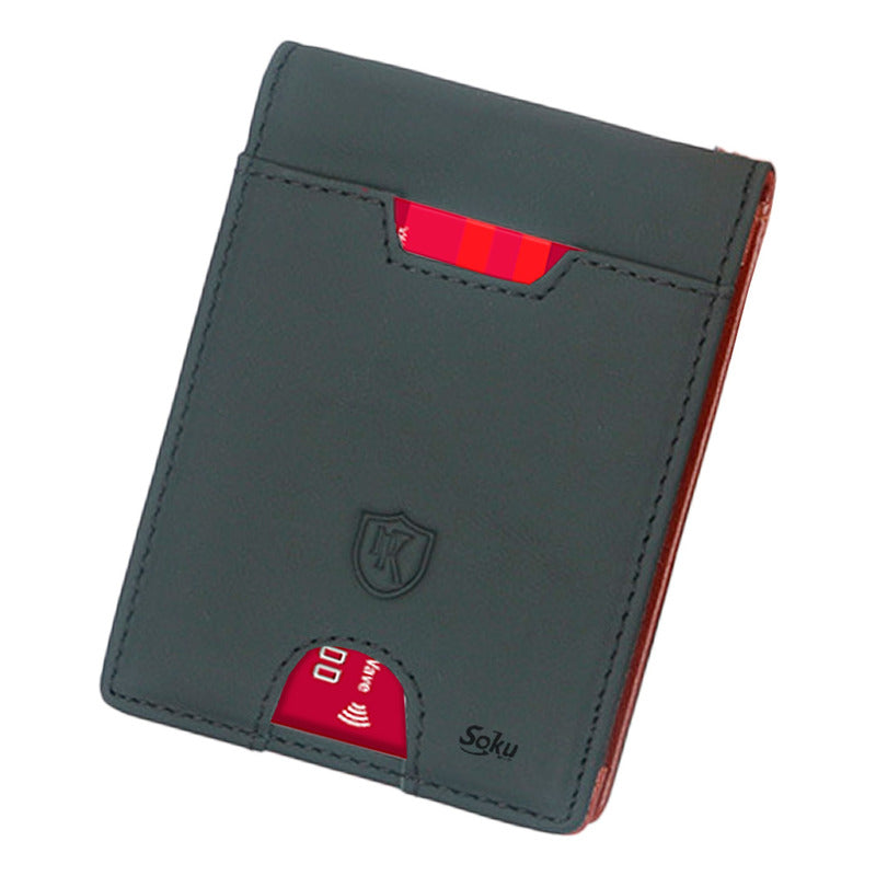 Cartera Billetera Antirobo Rfdi Monedas Cierre Piel Original