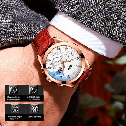 Reloj Cuero Cronometro Real Fechador Original Impermeable