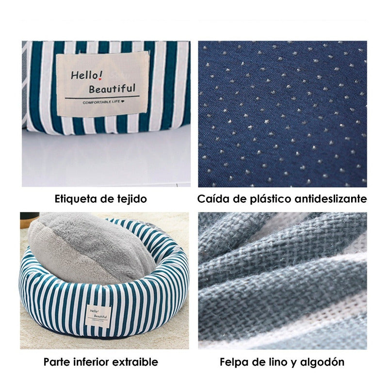 Cama Nido Perro Gato Firme Extra Suave Cojin Extraible Lino
