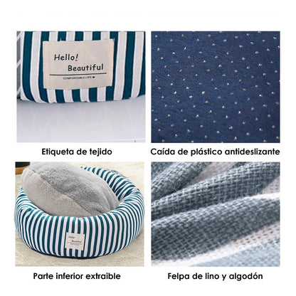 Cama Nido Perro Gato Firme Extra Suave Cojin Extraible Lino