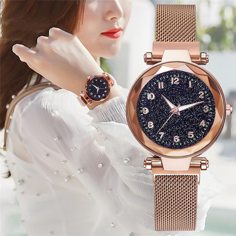 5 Relojes Mayoreo Iman Mujer Metal Dama Magneto Brillantes