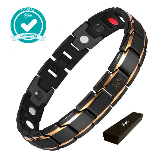 Pulsera Brazalete Acero Inoxidable Terapia Iman Negro Aa0011