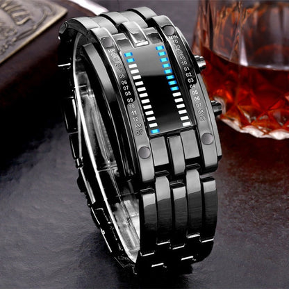 2 Relojes Pareja Duo Led Binario Acero Inoxidable Cotra Agua