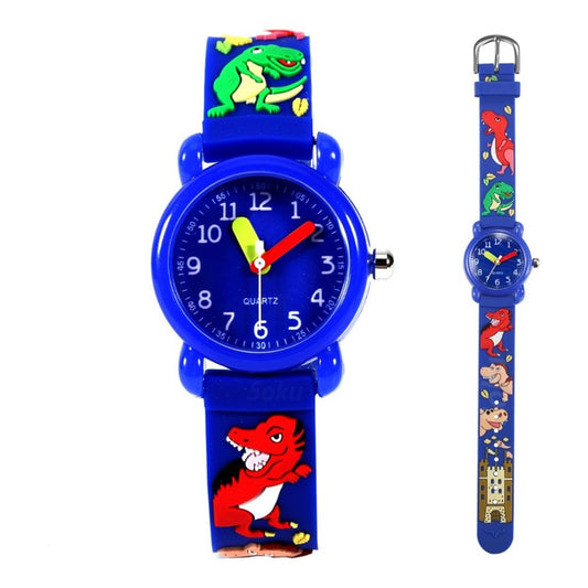 Reloj Led Niños Dinosaurios Kawai 3d Impermeable Mov Japones