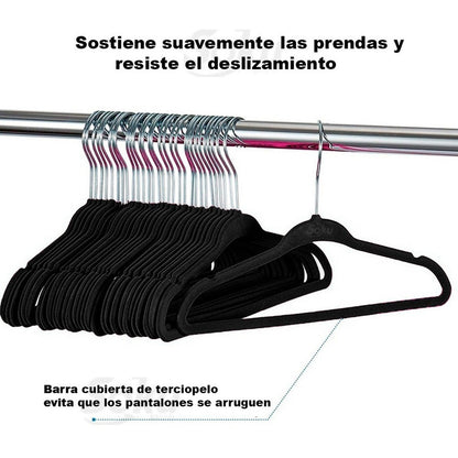 Set 20 Ganchos Acero Terciopelo Organizador Closet Durable