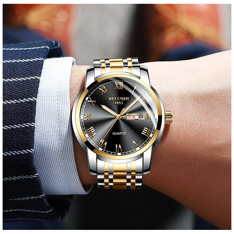 Reloj Hombre Acero Inoxidable Fluorecente Fechador Lujo Bs