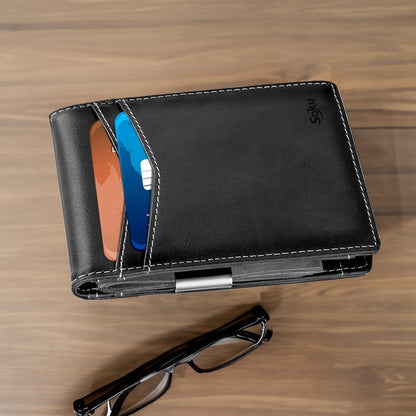 Cartera Ejecutiva Clip Piel Vaquero Premium Soku Original
