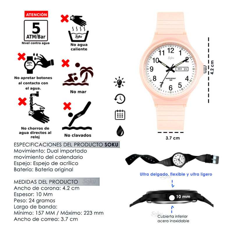 Reloj Digital Elegante Ultra Ligero Comodo Impermeable