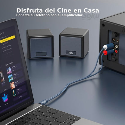 Cable Audio Auxiliar Plug Jack 3.5 Mm Macho A 2 Rca 3 M Pro