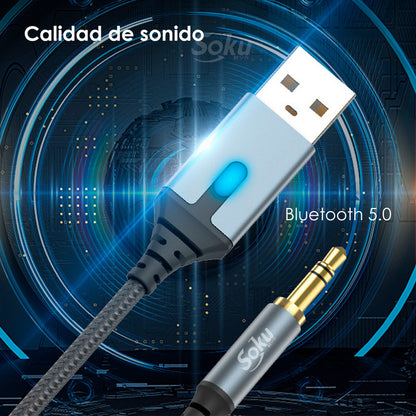 Transmisor Bluetooth A Cable Auxiliar 3.5mm Usb Hifi Mic Pro