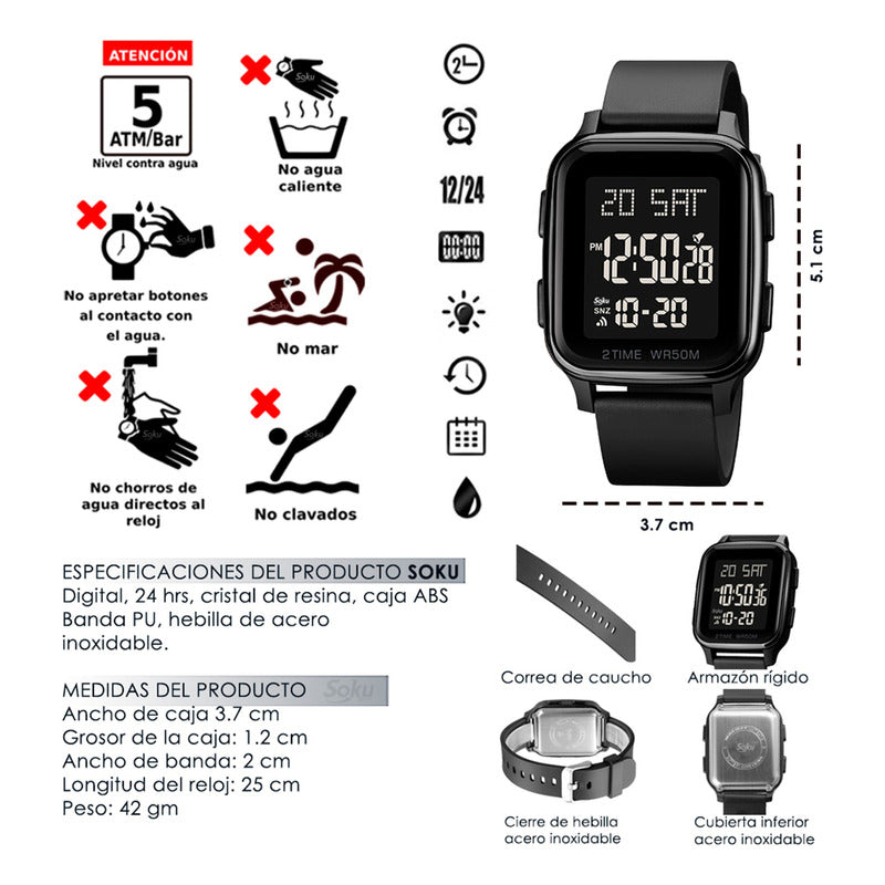Soku Reloj Deportivo Minimalista Elegante Impermeable