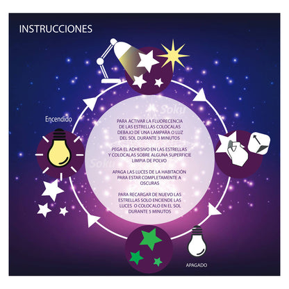 50 Copos De Nieve Stickers Neon Fosforescente Brilla Noche