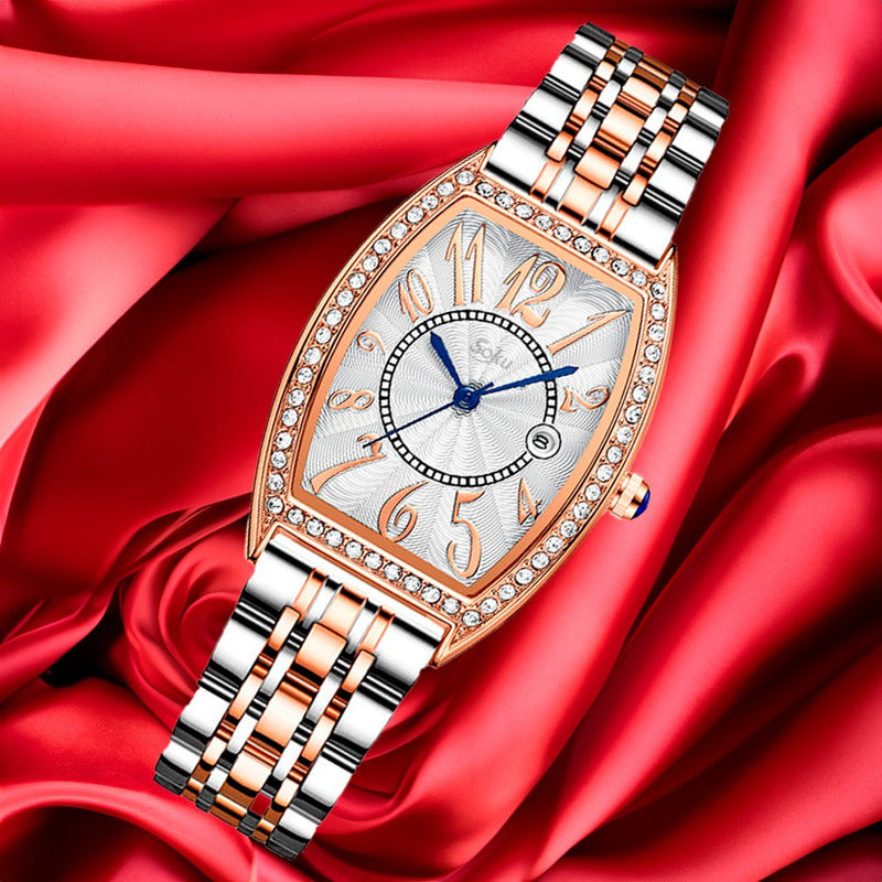 Reloj Acero Inoxidable Mujer Brillantes Numeros Grandes Cx