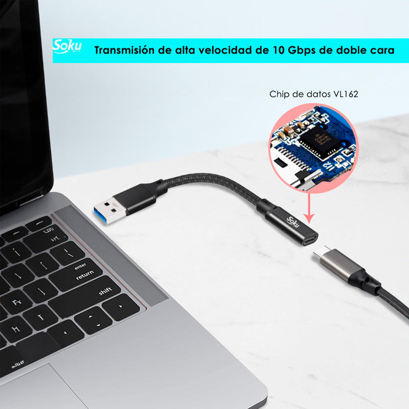 Soku Adaptador Usb 3.2 A Tipo C 3a Hembra Audio Ultra Rapido