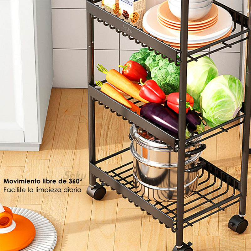 Soku Carrito Multifuncional Baño 3 Niveles Acero Práctico