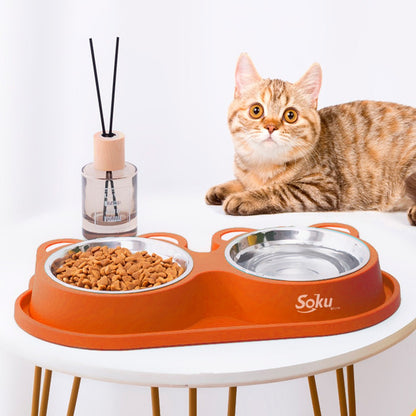 Tazon Doble Plato Para Perro Antiderrapante Acero Inoxidable