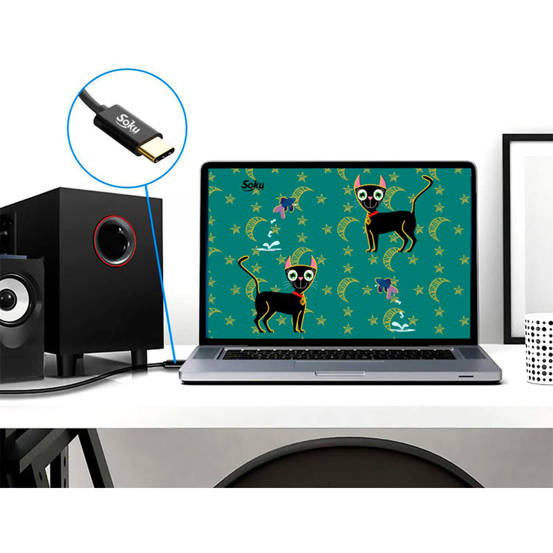 Cable Usb C A 2 Rca Hifi Sonido Premium 24k Soku