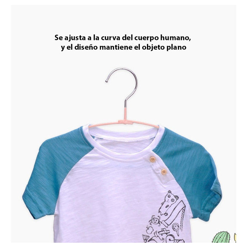 10 Ganchos Ropa Niños Bebes Metal Anti Desliz De Por Vida