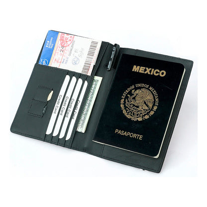 Cartera Billetera Viaje Pasaporte Piel Genuina Antirobo Rfid