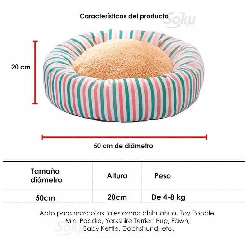 Cama Nido Perro Gato Firme Extra Suave Cojin Extraible Lino