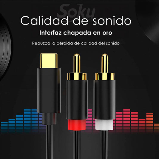 Cable Usb C A 2 Rca Hifi Sonido Premium 24k Soku
